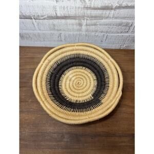Vintage Hand Woven Coiled Wrapped Tribal Basket Bowl